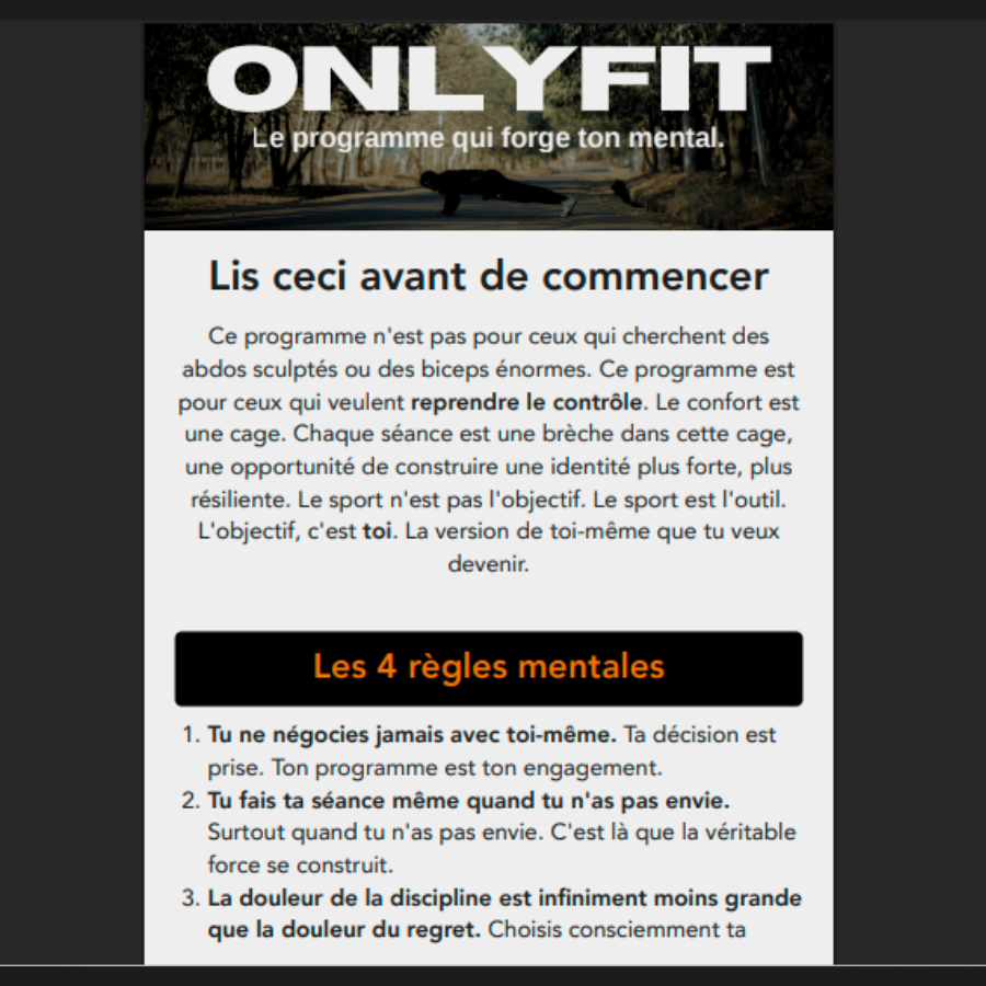 OnlyFIT - Routine sportive d'un gagnant